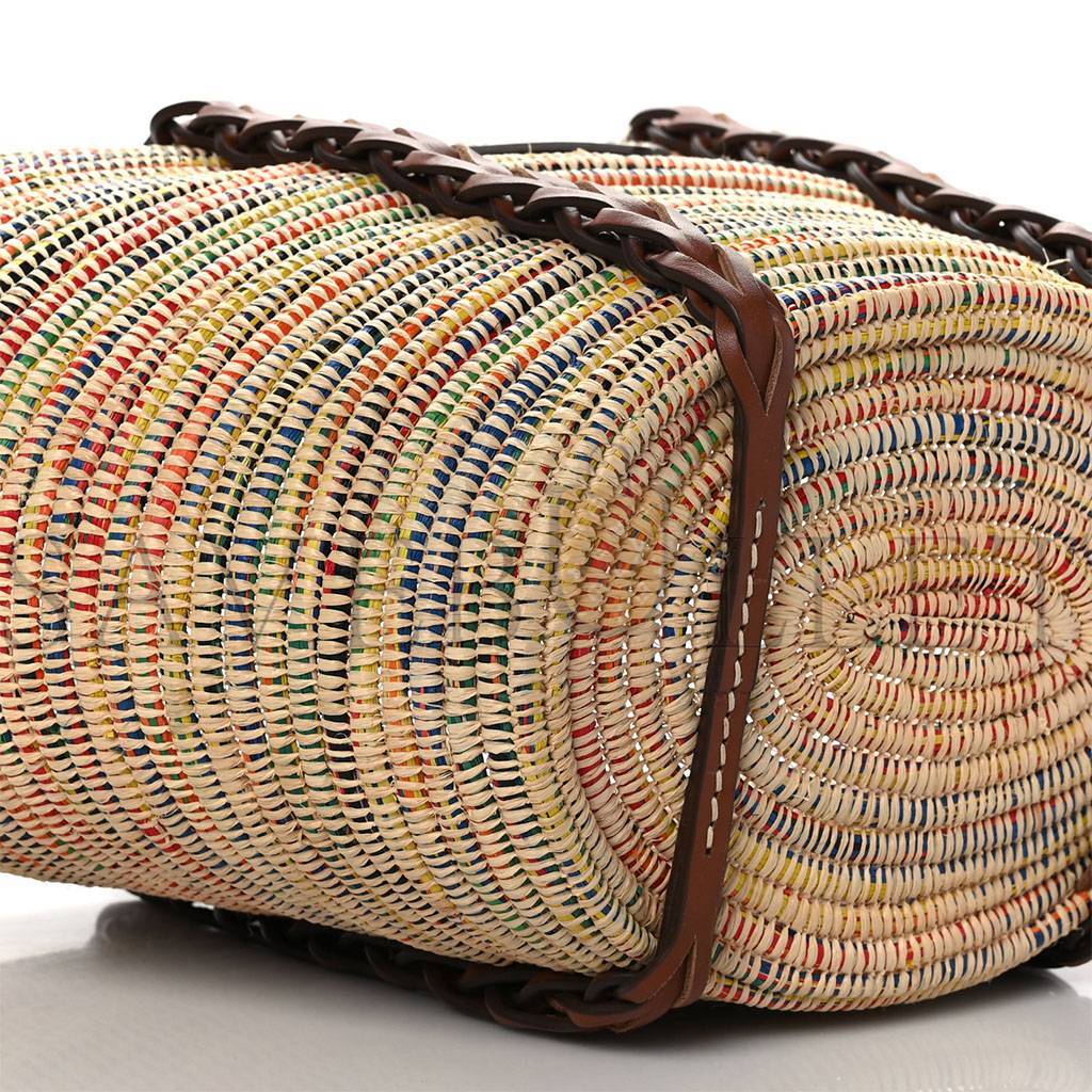 Pra*a paglia vitello woven braided basket tote multicolor cognac 1bg312_2dif_f00j7_v_iom (25*25*14cm)